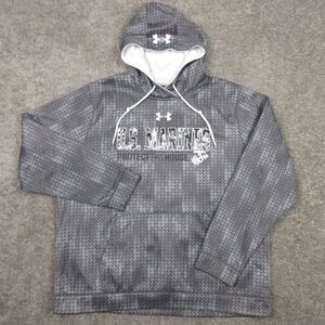 Under Armour Sweater Mens 2XL Gray Camo US Marines Pullover Hoodie Sweatshirt
